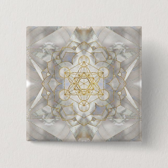 Metatron's Cube in lotus Sacred Geometry 15 Cm Square Badge (Front)