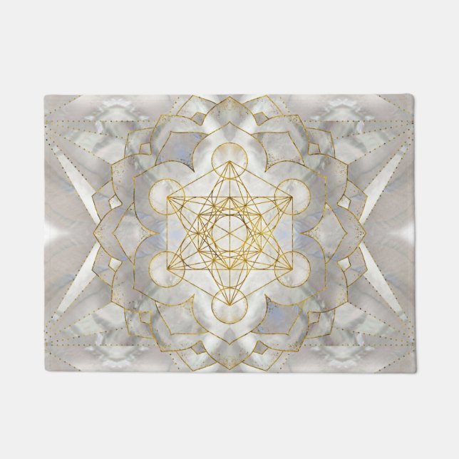 Metatron's Cube in lotus Sacred Geometry Doormat (Front)