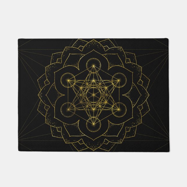 Metatron's Cube in lotus Sacred Geometry Doormat (Front)