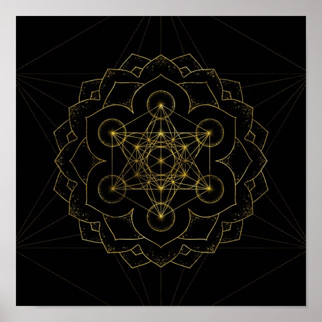 Metatron's Cube in lotus Sacred Geometry Poster (Front)