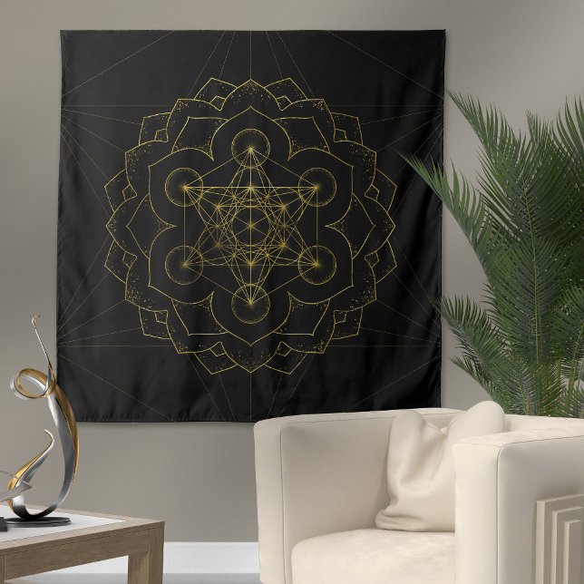 Metatron's Cube in lotus Sacred Geometry Tapestry (Creator Uploaded)