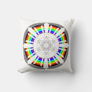 Metatron's Cube Rainbow Prism Cushion
