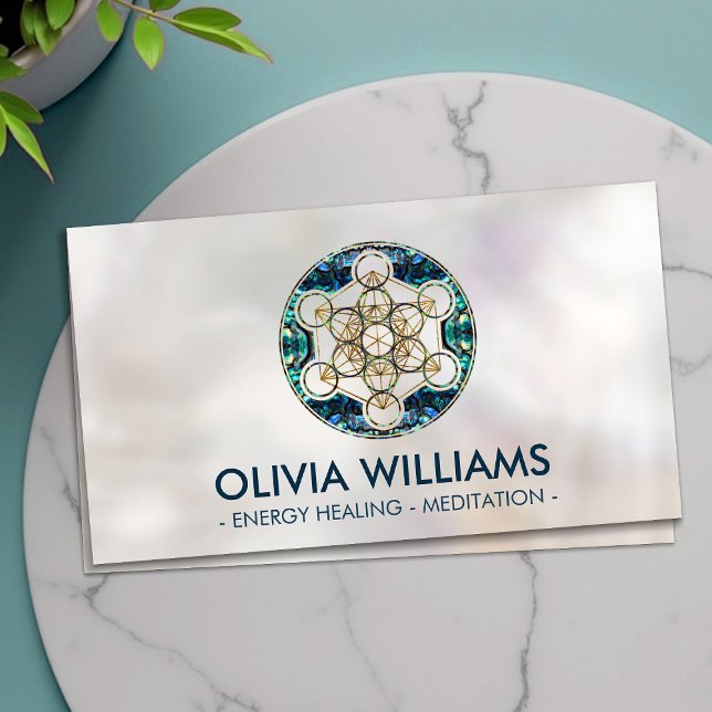 Metatron's Cube Sacred Geometry - Abalone Shell Business Card (Creator Uploaded)