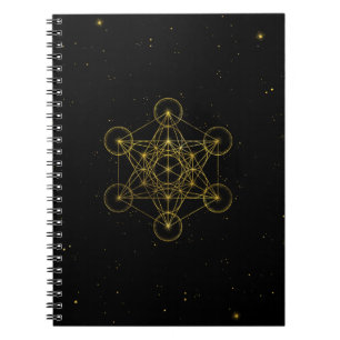 Metatron's Cube Sacred Geometry Black and gold Notebook