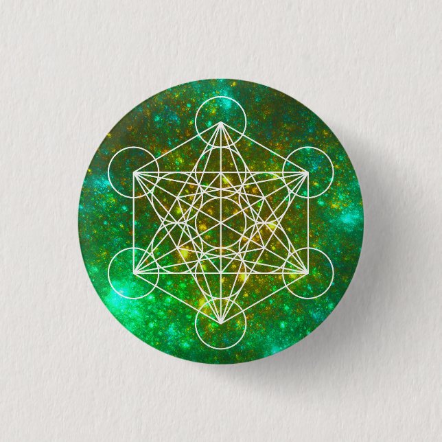 Metatron's Cube, Sacred Geometry, Spiritual Symbol 3 Cm Round Badge (Front)
