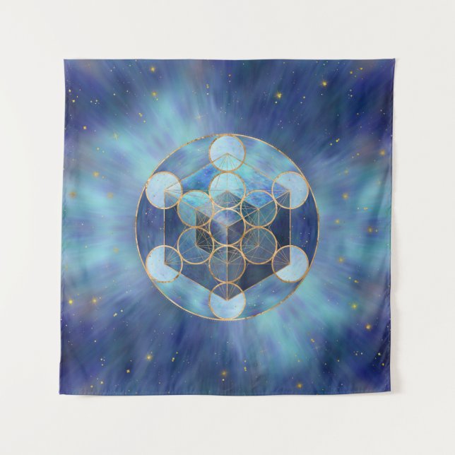 Metatron's Cube Sacred Geometry Tapestry (Front)