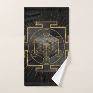 Metatron's Cube Sri Yantra Sacred Geometry Bath Towel Set
