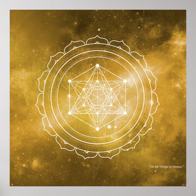 Metatron's Cube with Yellow Universe background Poster (Front)