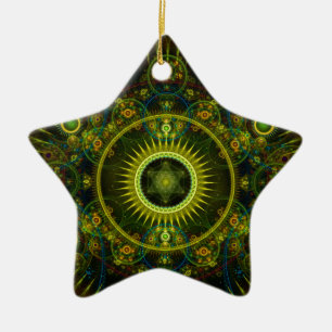 "Metatron's Magick Wheel" - Fractal Art Ceramic Tree Decoration
