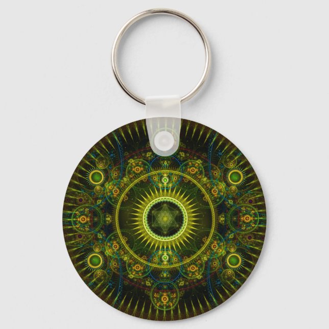 "Metatron's Magick Wheel" - Fractal Art Key Ring (Front)