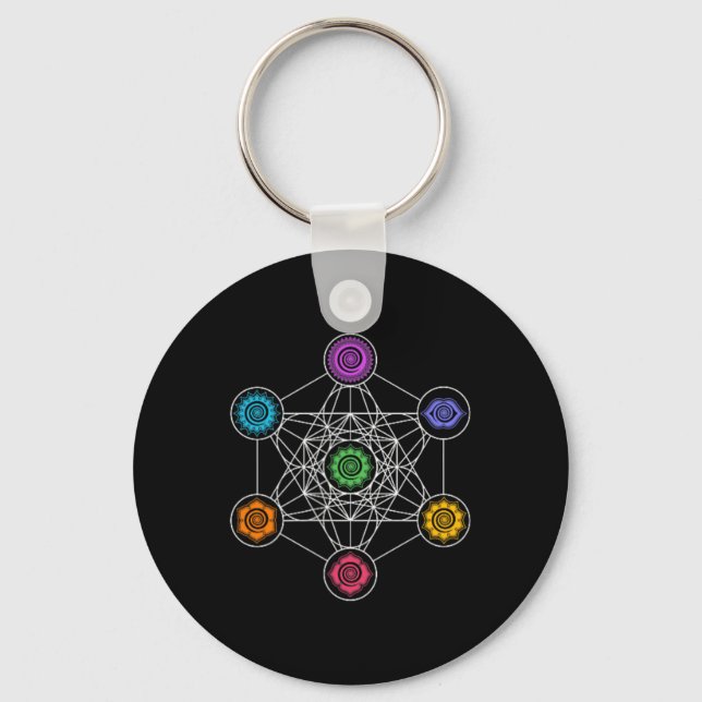 Metatronscube, Sacred Geometry, Chakra, Yoga, Symb Key Ring (Front)