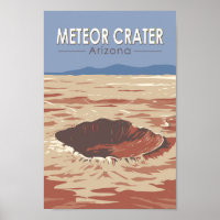 Meteor Crater Arizona Travel Art Vintage