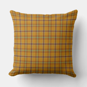 Meteor Orange and Puerto Rico Light Blue Plaid Cushion