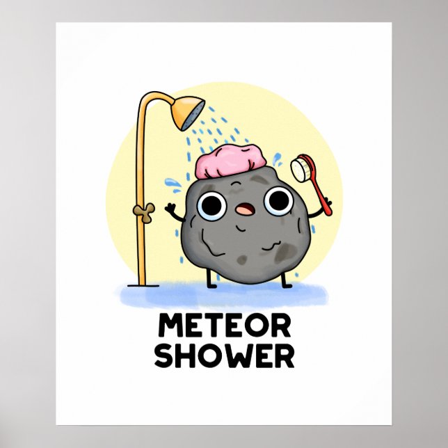 Meteor Shower Cute Science Pun Poster (Front)