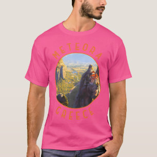 Meteora Greece Retro Distressed Circle Vintage T-Shirt