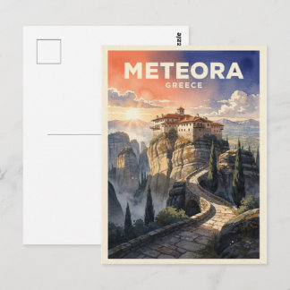 Meteora Greece Vintage Travel Postcard