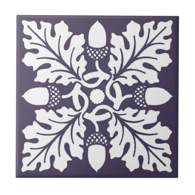 Meteorite Purple Acorn and Leaf Tile Design (Front)