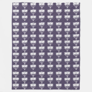 Meteorite Purple Arts and Crafts Dragonflies Fleece Blanket