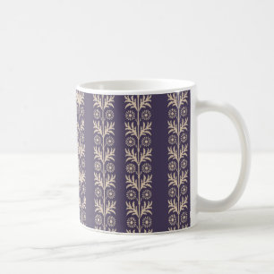 Meteorite Purple Arts and Crafts Floral Stripe Coffee Mug
