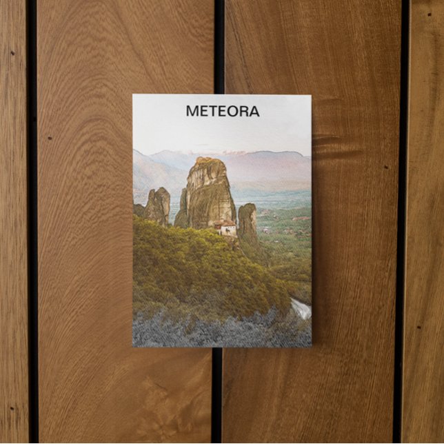 Meterora Greece Rock Mountains Travel Postcard (meteora greece mountains postcard)