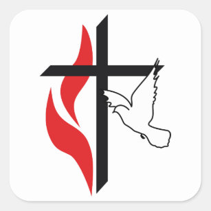 Methodist cross and Dove Square Sticker
