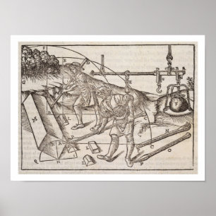 Methods of moving stone blocks, from 'Di Lucio Vit Poster