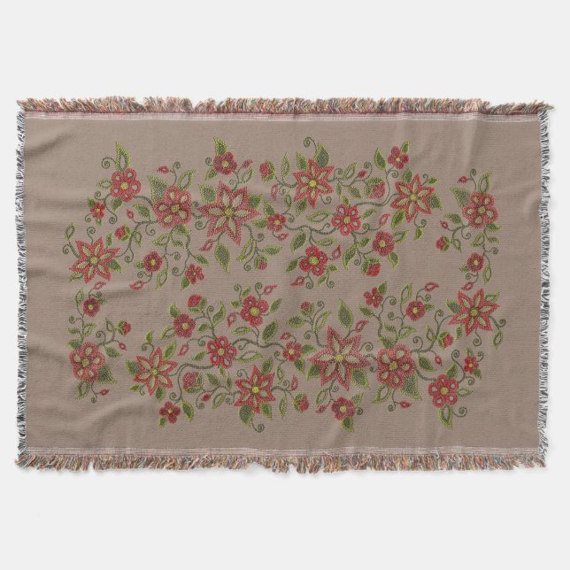Metis Art Blanket Native BeadingThrow Blankets (Front)