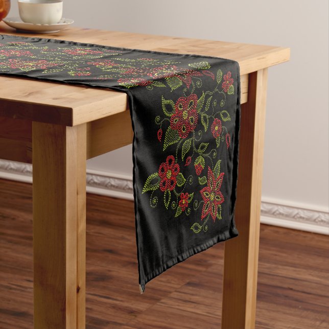 Metis Art Table Runner Native Beading Decor (In Situ)