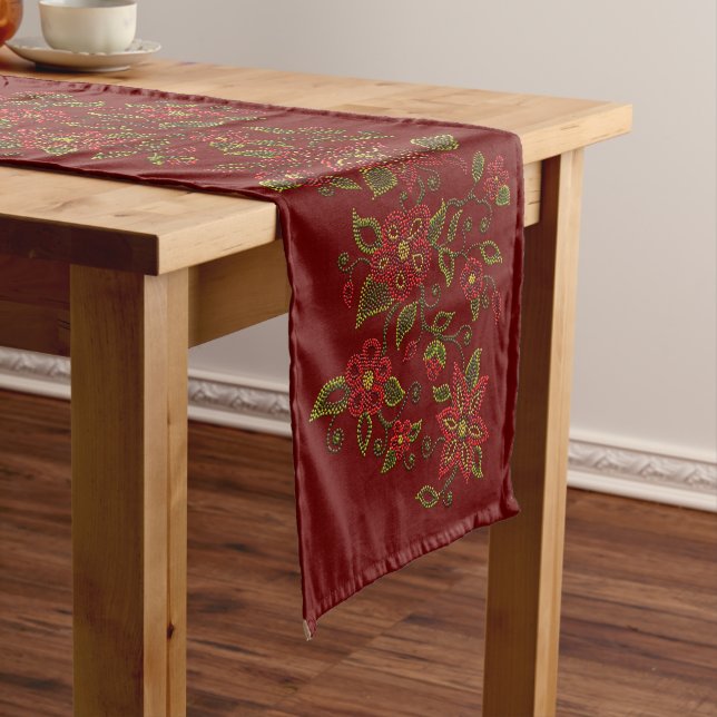 Metis Art Table Runner Native Beading Decor (In Situ)