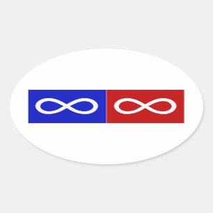 Métis Blue & Red Flag Oval Sticker