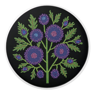 Metis Native Beadwork Sweet William Ceramic Knob