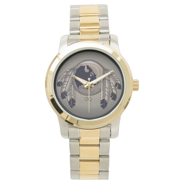 Metis Watch First Nations Buffalo Art Wrist Watch (Front)