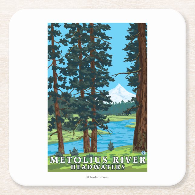 Metolius River Headwaters, Oregon Square Paper Coaster (Front)