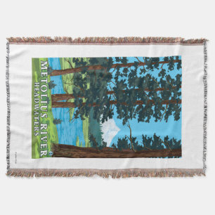Metolius River Headwaters, Oregon Throw Blanket
