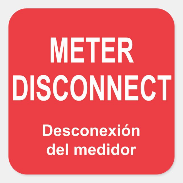 Metre Disconnect Label with Spanish Subtitle (Front)