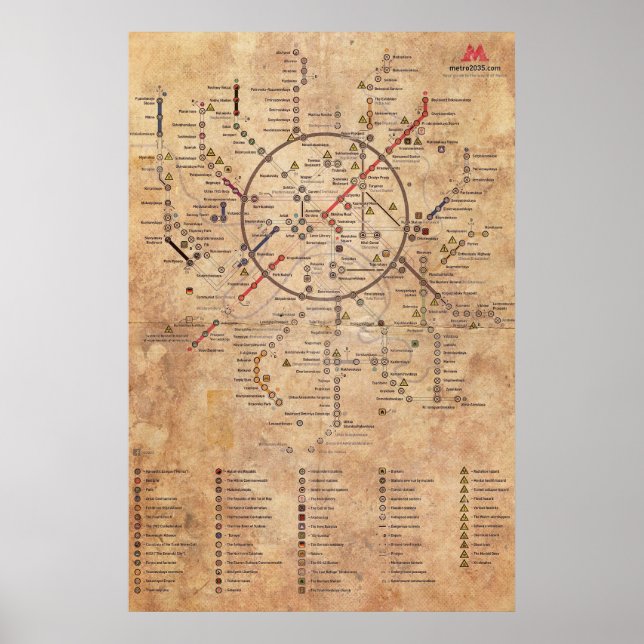Metro 2033 Aged Map Poster (Front)