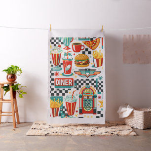 Metro 50s diner classic food pattern fabric vintag