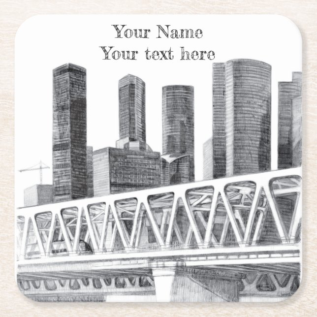 Metro bridge square paper coaster (Front)
