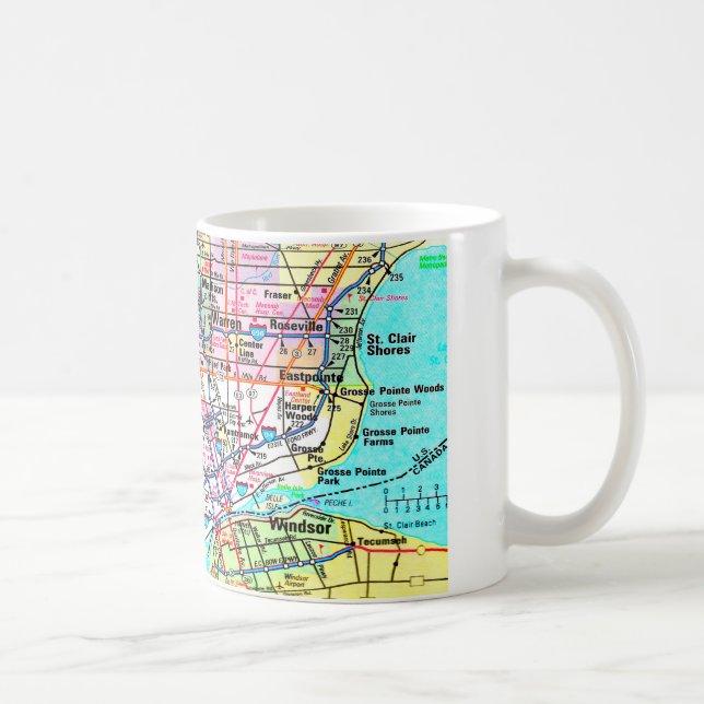 Metro Detroit Map Coffee Mug (Right)