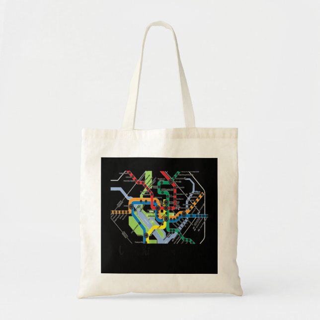 Metro Map of Washington DC Art Gift City Rail Tran Tote Bag (Front)