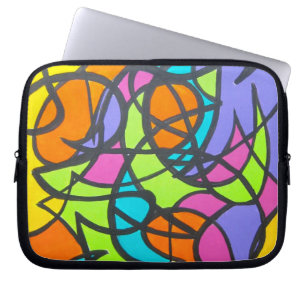 Metro Moon - Abstract Art Hand Painted Laptop Sleeve