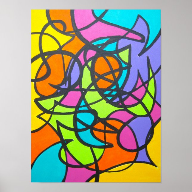 Metro Moon-Abstract Art Hand Painted Poster (Front)