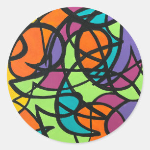 Metro Moon-Hand Painted Abstract Art Classic Round Sticker
