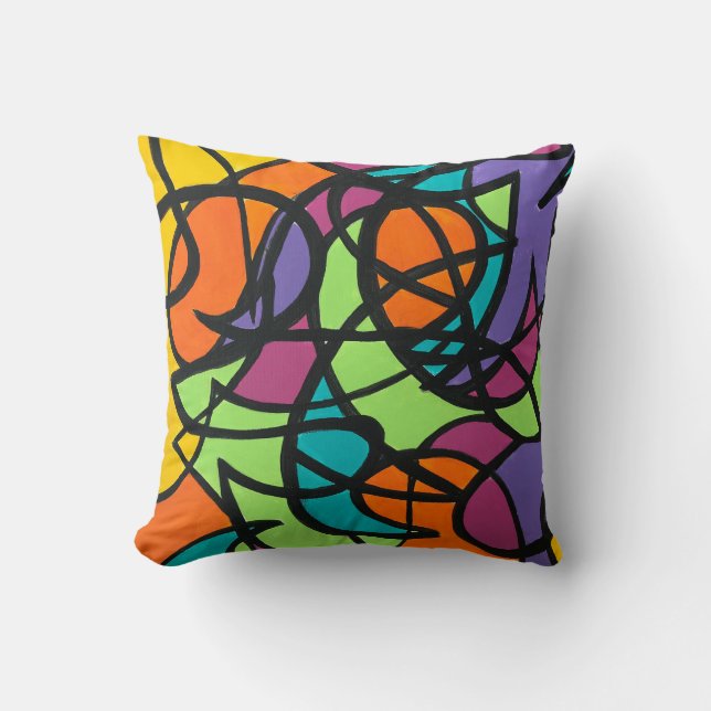 Metro Moon-Hand Painted Abstract Art Cushion (Front)