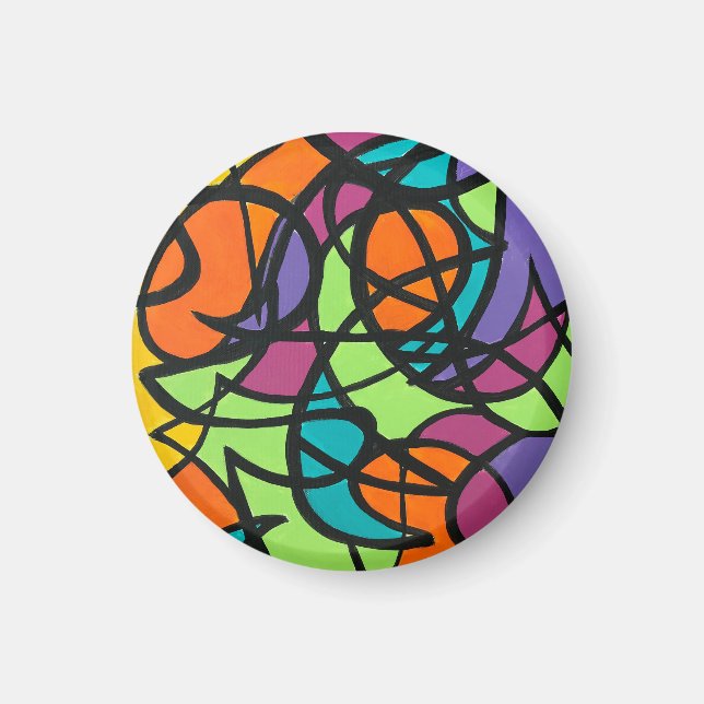 Metro Moon-Hand Painted Abstract Art Magnet (Front)