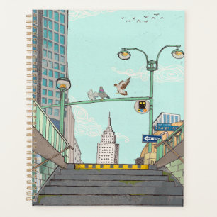 Metro Stop Manhattan NYC Whimsical Illustration Planner