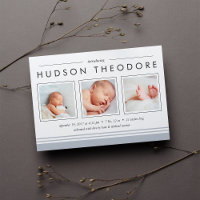 Metro Stripe Birth Announcement | Gray