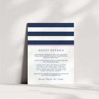 Metro Stripe Guest Information Card | Pink & Navy