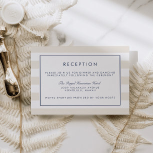 Metro Stripe Reception Card Navy and Cream