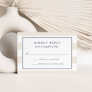 Metro Stripe RSVP Card   Navy and Cream